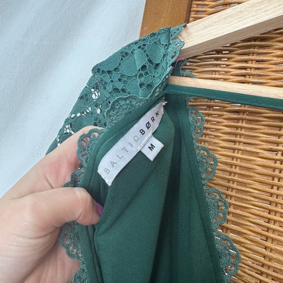 Baltic Born Venice Lace Maxi wedding guest dress in green floral lace appliqué - Picture 7 of 8